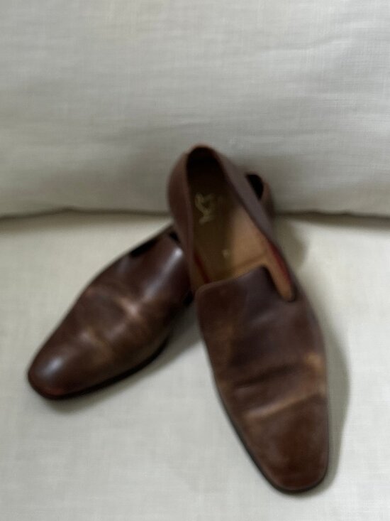 Christian Louboutin ~ Dandelion Brown Distressed Leather Loafers ~ 44 ~ sz. 11 main image 10